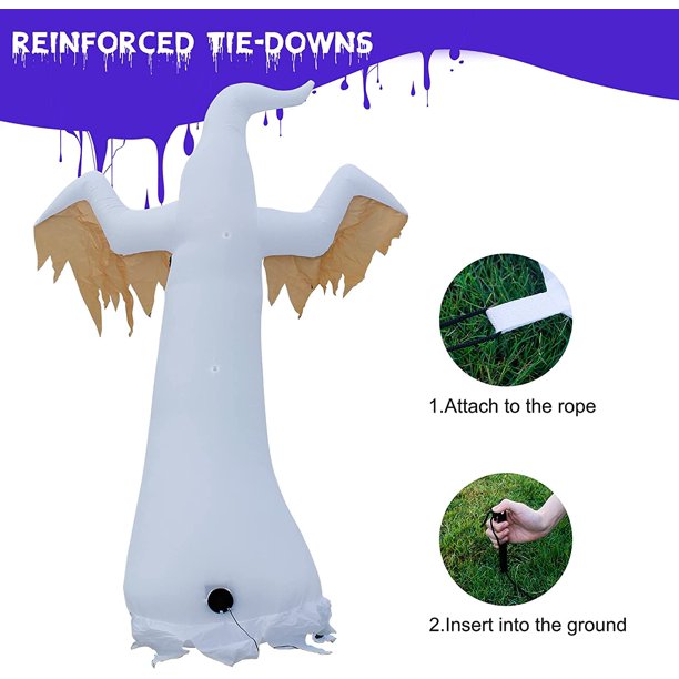 Halloween Inflatables Ghost Decorations, Vinmall Build-in LEDs Ghost Decorations, for Outdoor Yard Garden