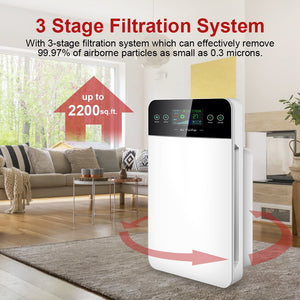 Vinmall Air Purifier with Remote Control for Home Large Room & Bedroom & Office, Quiet HEPA Filter Air Cleaner for Pets, Smokers, Smoke, Odors, Dust