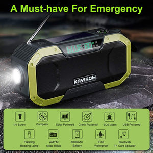 vinsic Emergency Radio, 5000mAh Hand Crank Solar Weather Radio, NOAA/AM/FM Portable Radio with LED Flashlight&Reading Lamp, USB Cell Phone Power Charger, SOS Alarm for Home, Camping&Survival
