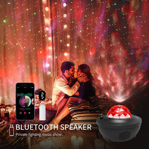 Star Projector Ocean Wave Night Light Projector with Bluetooth Speaker, Galaxy Night Light with Remote Control Star Light Projector for Bedroom/Game Room/Home Theatre/Night Light Ambiance