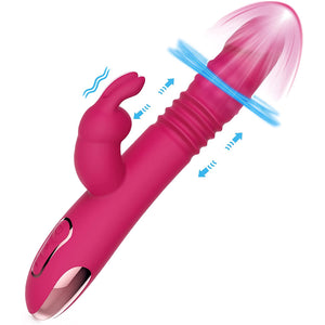VESSTT Beaded Thrusting Rabbit Vibrator, 9.8" Triple Action G Spot Vibrator, Sex Toys for Women, Rose