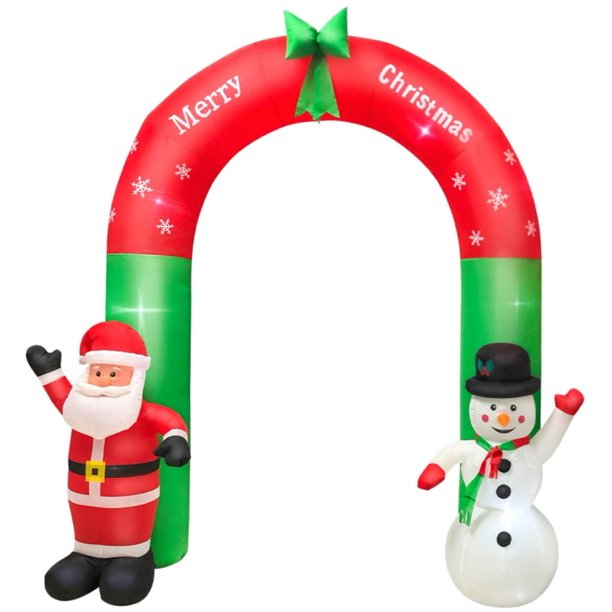 JoRocks Christmas Blow up Archway 7.9 FT Inflatable Santa Claus Snowman Outdoor Airblown Arch Decoration Built-in LED Lights