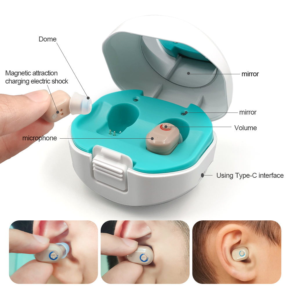 Doosl Hearing Aids for Senior with Noise Cancelling,Rechargeable Mini Hearing Amplifier,Portable Hearing Amplifier TV Earbuds With Portable Charging Box，Suitable for Adults, Elderly, Children