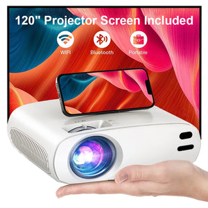 Doosl Mini Projector, 1080P Full HD Supported WiFi Video Projector with 120 Inch Projector Screen, 320" Max Screen, 9200L Outdoor Indoor Home Theater Projector for Phone/TV Stick/PC/ Laptop/ PS4/Xbox