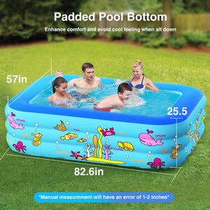 Inflatable Pool, Kiddie Pool Inflatable, Blow-up Pool, rectangle Swimming  Pools for Kids and Adults, Family, Toddler Kids, Garden, Outdoor, Backyard