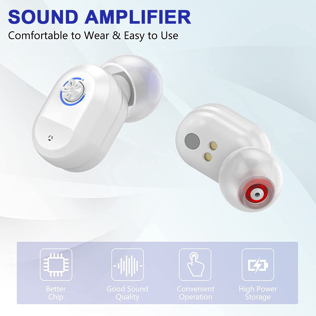 Personal Sound Amplifiers for Seniors, Mini in-Ear Digital Personal Sound Amplifier Rechargeable, Portable Charging Case