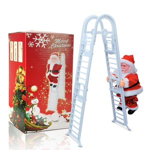 Vinmall Santa Climbing Double Ladder Singing Electric Toy Hanging Decoration Christmas Tree Holiday Gift for Kids