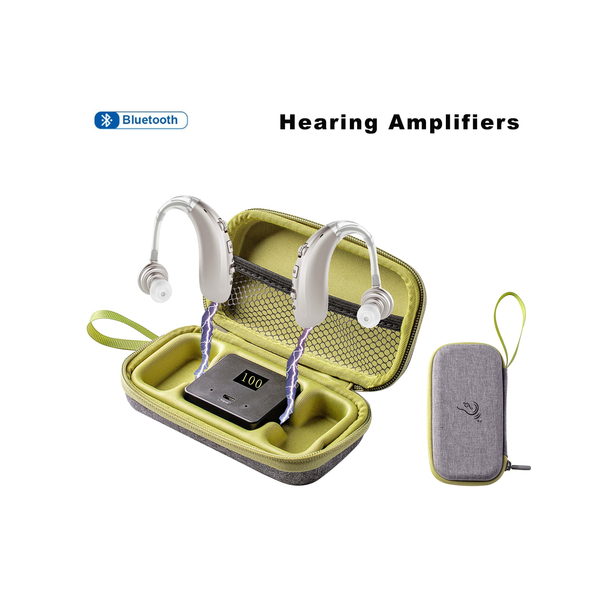 Doosl Bluetooth Hearing Aids, Rechargeable Hearing Amplifiers with Charging Case & Adjustable Modes, Personal Hearing Assist for Seniors Adults, 2 Pack