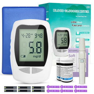 Blood Glucose Monitor Kit,Blood Sugar Test Kit with 100 Glucometer Strips,100 Lancets-White