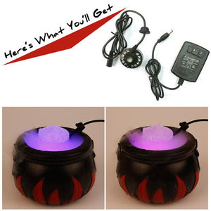 Halloween Cauldron with Mist Maker, Atomizer Witch Jar Lamp Punch Bowl with Muti-Color 12 LEDs Light Change Fogger Mist Maker Mini Candy Cauldron Decor - Zinc Alloy