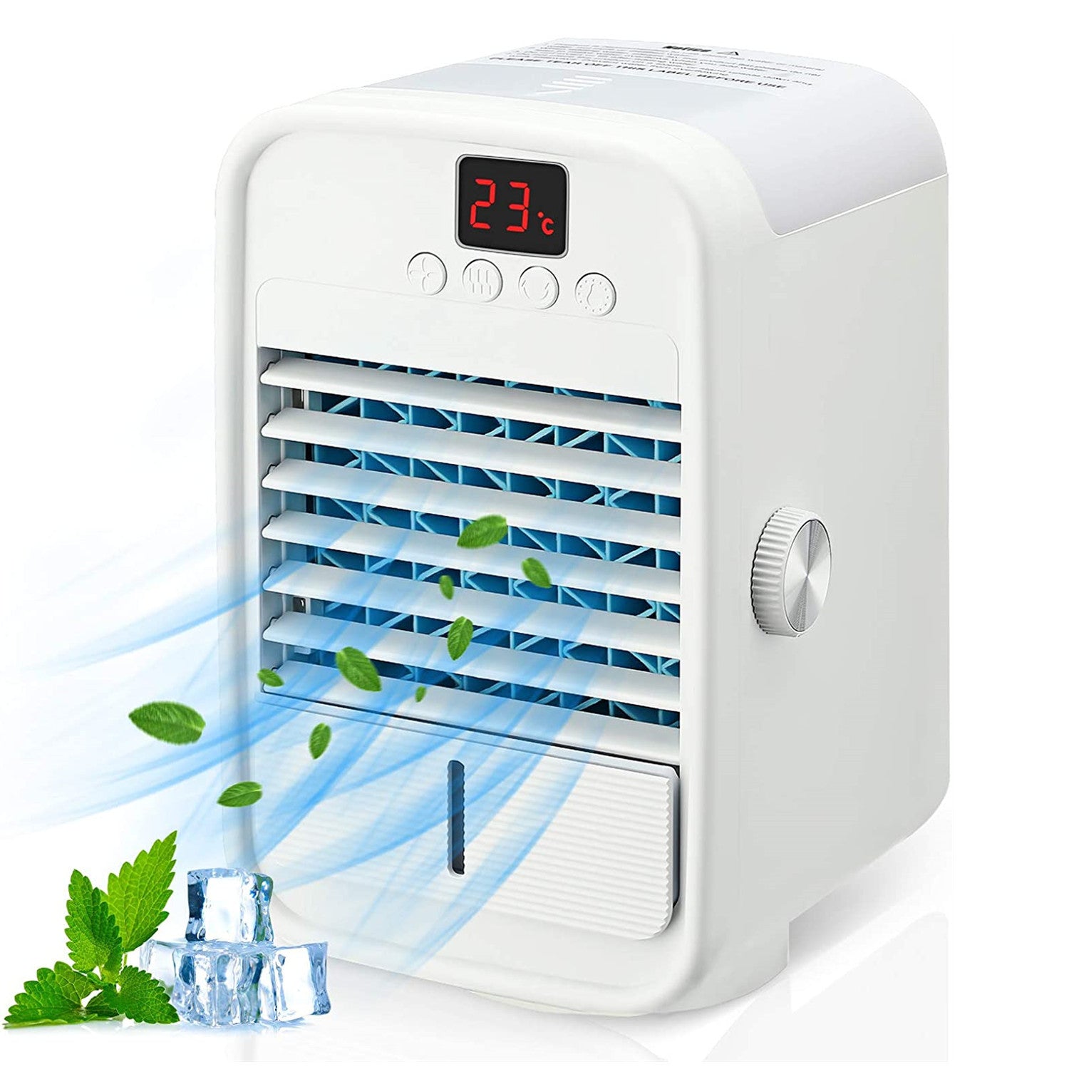 Portable Air Conditioner Fan, 3-IN-1 Evaporative Air Cooler, Portable Fan/Humidifier/Cooling Oscillating Fan with 350ml Water Box, Ultra-quiet (6.10"L x 5.00"W x 8.80H)