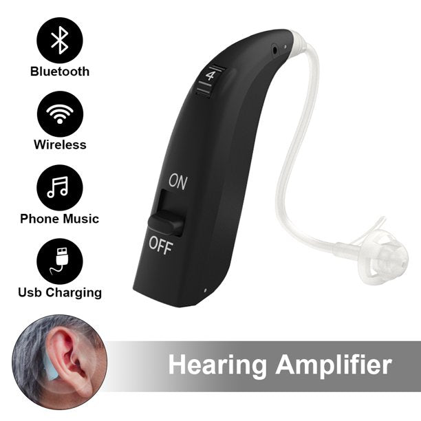 Vinmall Rechargeable Hearing Aids, Bluetooth Hearing Amplifiers for Seniors Sound Amplifier Devices, Black