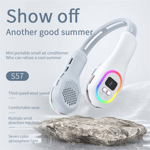 Doosl Portable Neck Fan, Personal Bladeless Cooling Fans, USB Rechargeable, 4000 mAh Battery Powered, Hands Free Wearable Fan for Outdoors Travel Sports, White