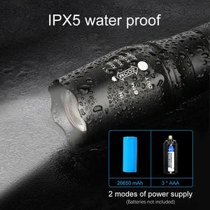 LED Flashlight, 2000 High Lumens Tactical Flashlights, Zoomable and Water Resistant, 5 Light Modes, Super Bright Flashlights for Camping and Emergency
