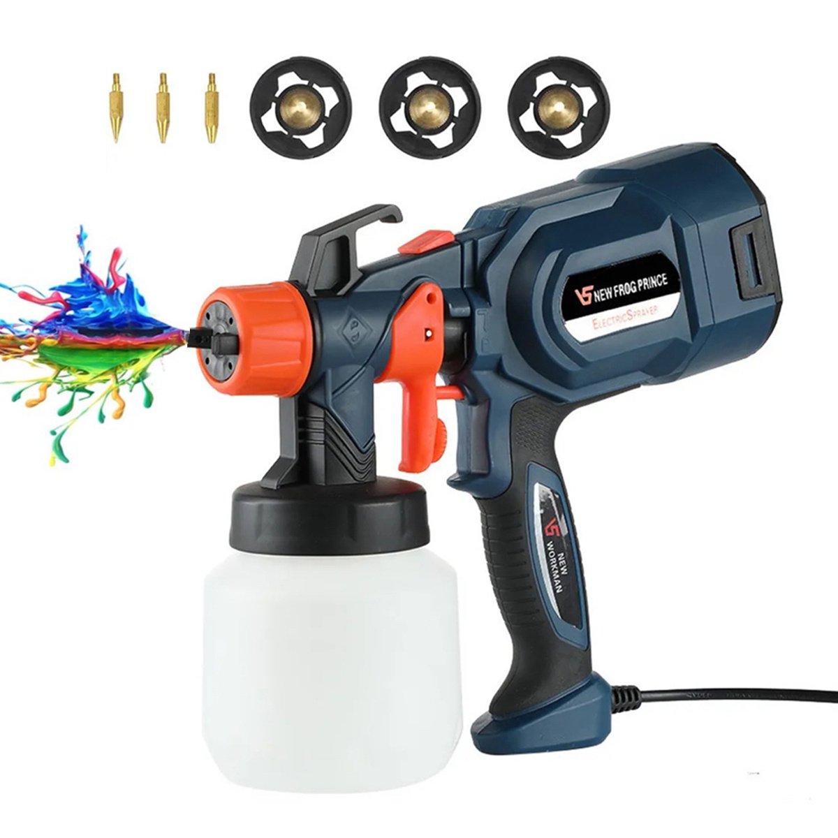 Doosl Paint Gun, 650W Electric Paint Sprayer with Easy-To-Go 850ml Container, 3 Nozzles 3 Spray Patterns, Ideal for Home Interior and Exterior Walls, Ceiling, Fence, Cabinet, Furniture, Blue