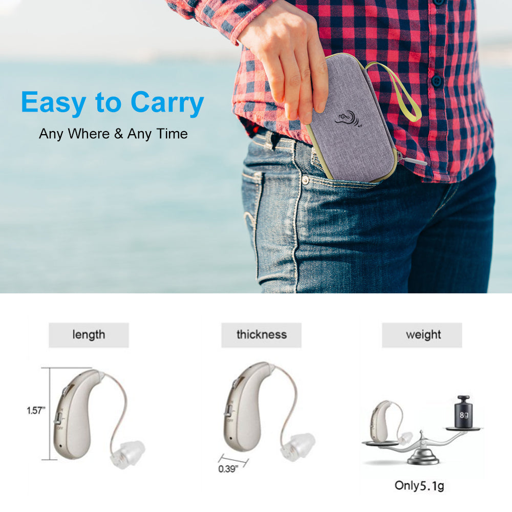 Hearing Aids for Ears, Hearing Amplifier for Seniors and Adults with Charging Bag, 2 PACK