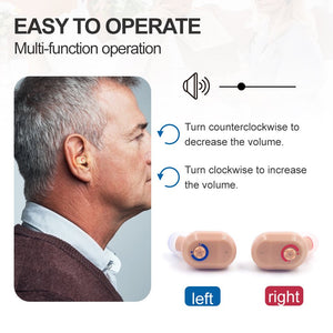 Doosl Rechargeable Hearing Aids with Portable Charging Case, Hearing Amplifiers for Both Ears, Volume Adjustable, In-Ear Hearing Devices for Seniors, 1 Pair