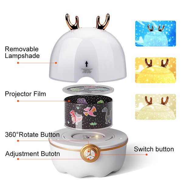 Galaxy Night Light Projector for Kids, 1200mah Star Light Projector for Bedroom, 1200mah Light Projector Lamp with 3 Colors for Children Baby