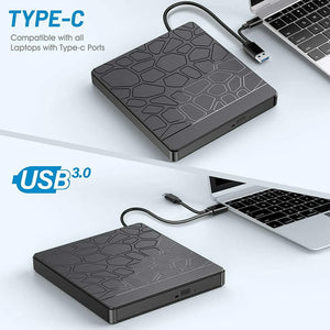Portable CD DVD Drive, External DVD Drive Strong Compatibility CD DVD VCD  For Laptop For PC For Desktop Computer
