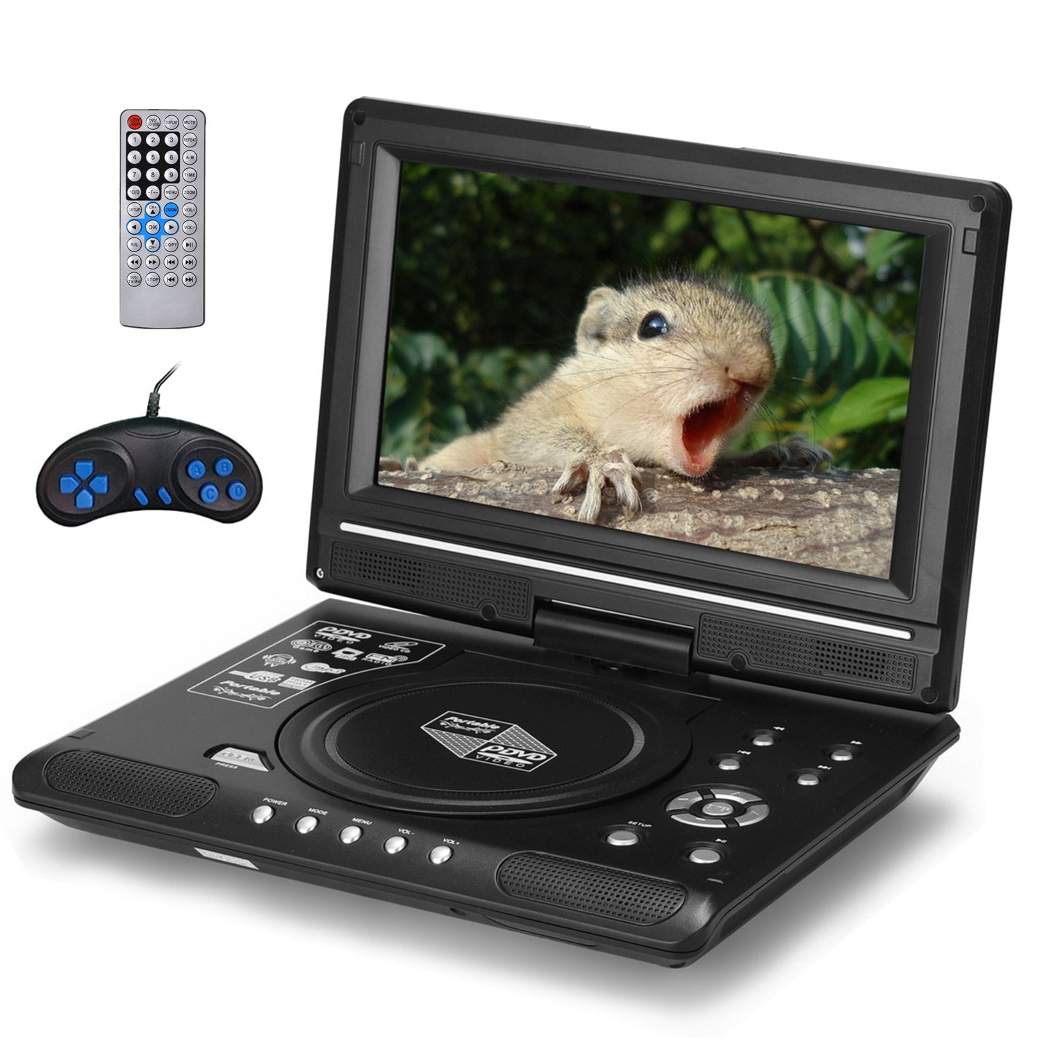 Portable DVD Player 8.5" HD Swivel Screen Rechargeable Battery DVD Player for Car