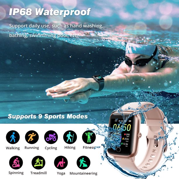 Doosl Smart Watch, IP68 Waterproof Fitness Trackers with Heart Rate Monitor, Activity Tracker Pedometer, Smartwatch Compatible with IOS Android