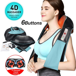 Neck and Back Massager, Deep Tissue 4D Kneading Massage Pillow, Massagers for Neck and Back with Heat for Shoulder, Leg, Body Muscle Pain Relief, Home, Office, and Car Use
