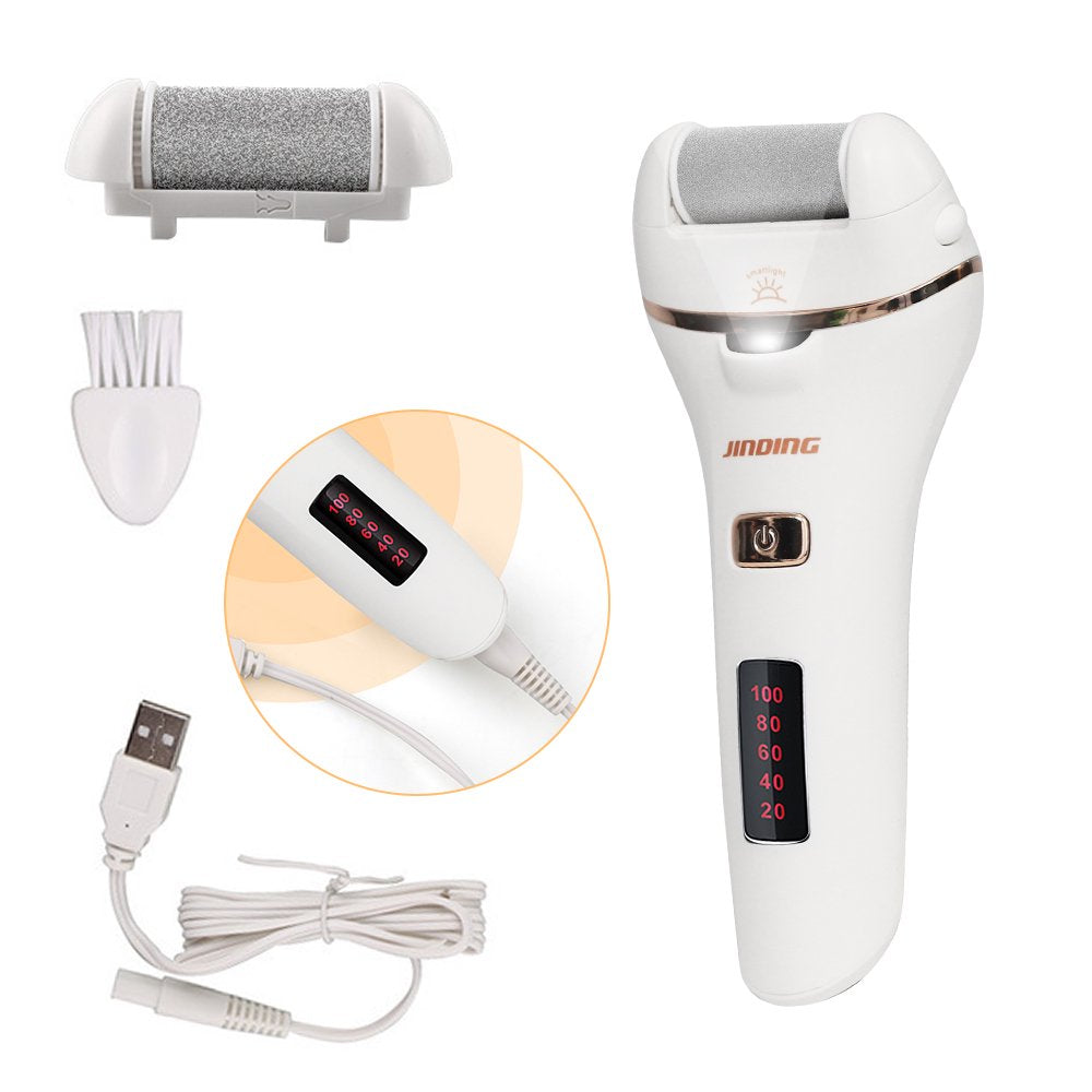 Electric Callus Remover, Rechargeable Foot File Hard Skin Remover Pedicure Tools for Feet Electronic Callus Shaver Waterproof Pedicure kit for Cracked Heels and Dead Skin with 2 Roller Heads