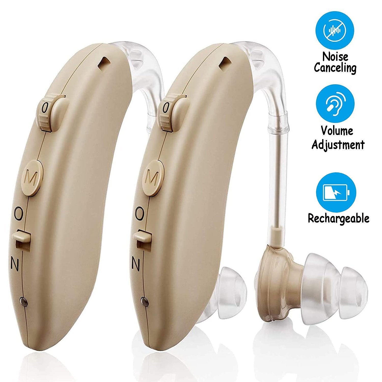 Hearing Aids, Digital Hearing Ears Amplifiers for Ears Seen On TV, BTE In-Ear Assist Devices for Seniors, Rechargeable Earing Aids with Ears Noise Consuling for Adults Hearing Loss, 2PCS