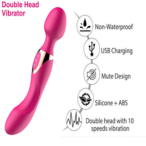 VESSTT G Spot Clitoris Vibrator with 10 Vibration Modes, Double Stimulation Wand Massager Adult Sex Toy for Women/Men, Rose Red