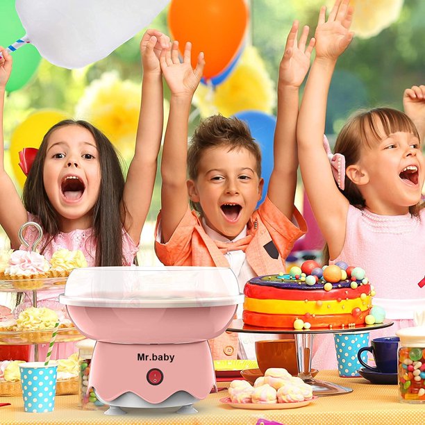 Cotton Candy Machine,Cotton Candy Sugar Floss Maker with Red Vintage Design,Homemade Candy Sweets for for Birthday Parties,Includes 10 Candy Cones & Scooper,Food Grade Material