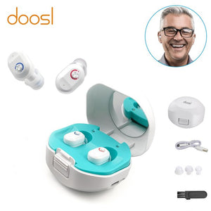 Doosl Hearing Aids for Ears with Portable Charging Case, Rechargeable Hearing Amplifiers for Seniors, Noise Cancelling, Volume Adjustable, In-Ear Hearing Devices for Both Ears